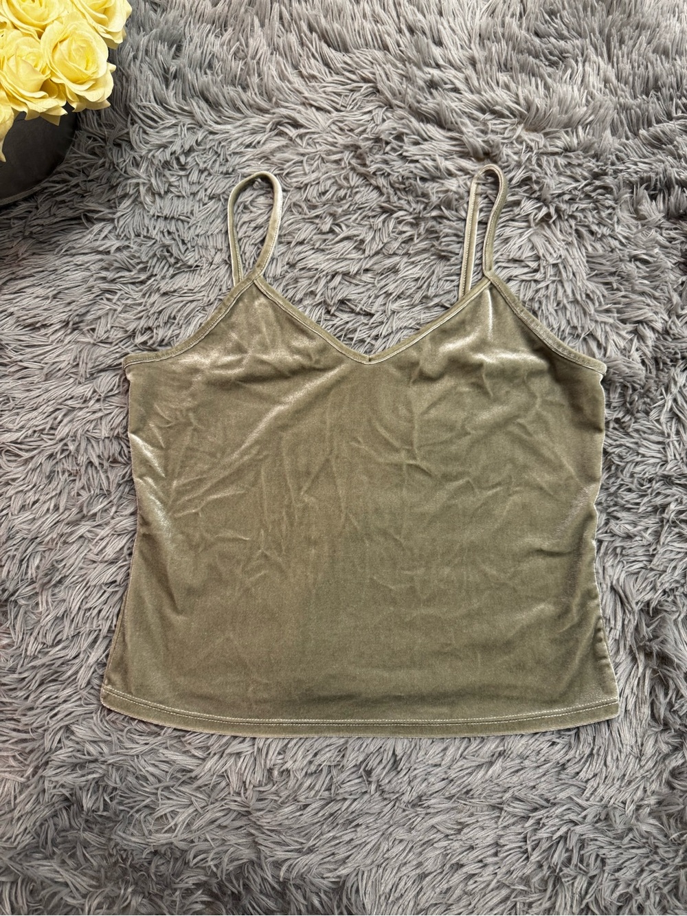 Garage Olive Velvet V-Neck Cami Size:L